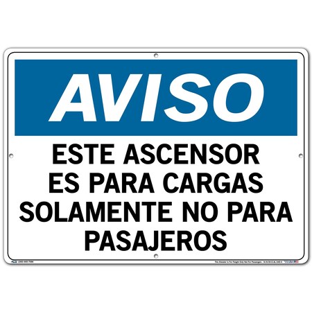 Vestil Aluminum Sign, 14-1/2" Height, 20-1/2" Width, Aluminum, Rectangle, Spanish SI-N-50-E-AL-040-S